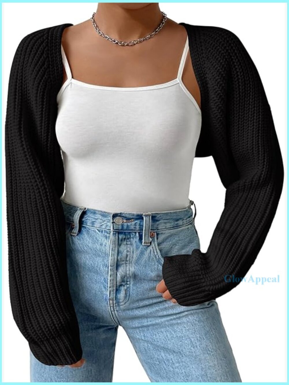 Plus Size Long Sleeve Open Front Crop Cardigan Ribbed Knit Shrug